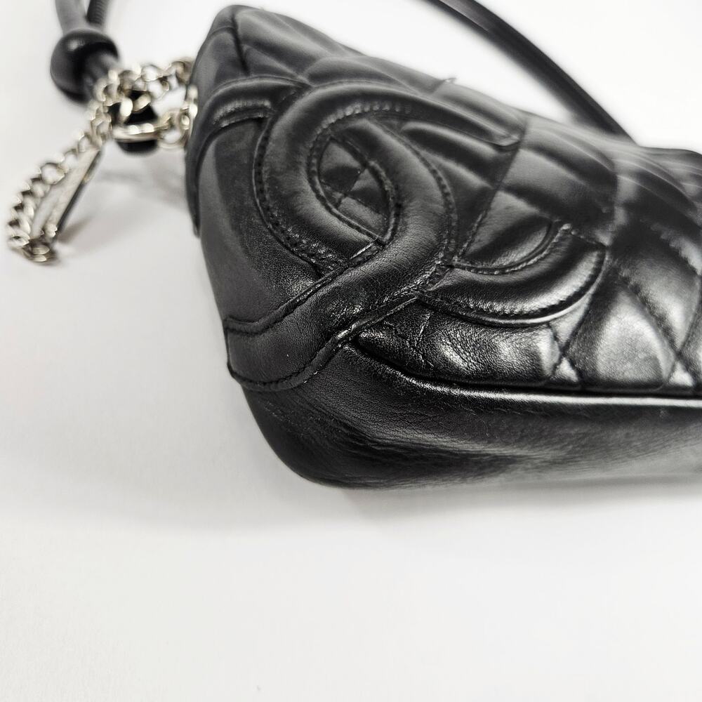 Vintage Chanel Cambon Pochette Black Leather Shoulder Bag - Picture 7 of 9